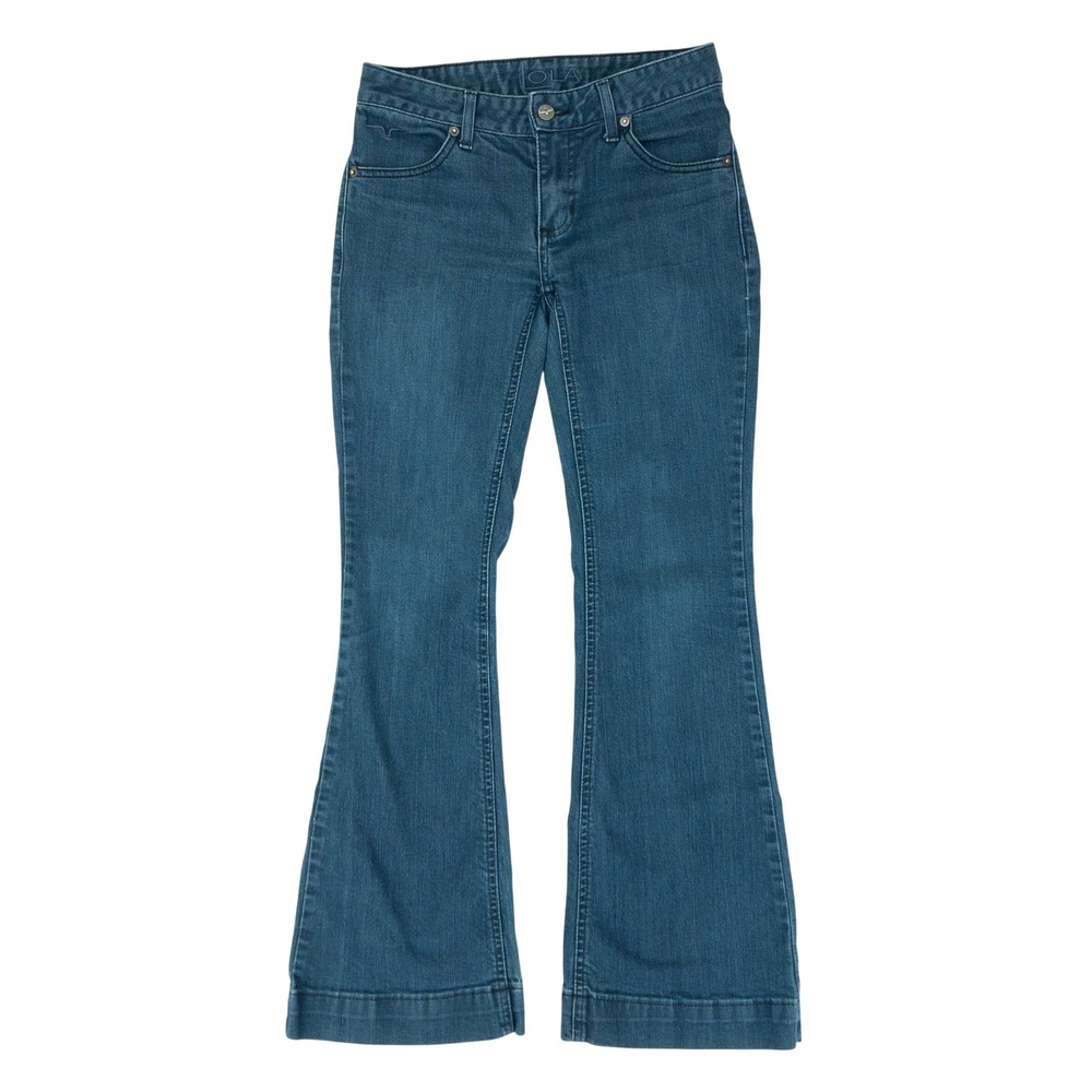 Kimes Ranch Lola Jeans Womens 0/30 Blue Flare Low Rise Stretch Denim Made in USA